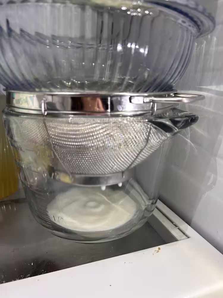 Yogurt cheese in fridge